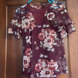 Beautiful floral maroon top